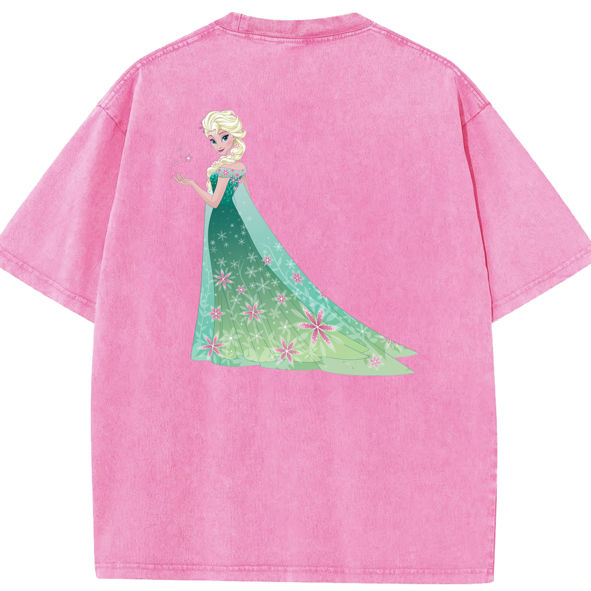 （画像用） アナと雪の女王 アンナ エルサ Frozen Anna Elsa 綿100% ヴィンテージ風 半袖Tシャツ（背面プリント）